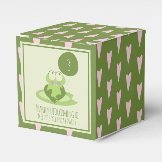 Valentijnsdag Frog Birthday Green Dank u Bedankdoosjes (Voorkant Zijde)