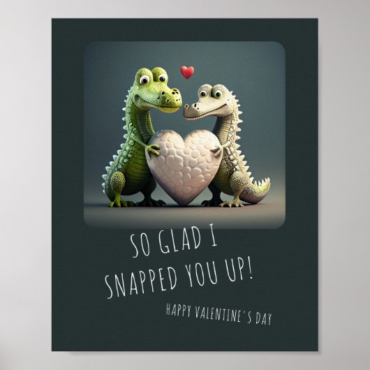 Valentijnsdag Funny Alligator Crocodile Couple Poster (Voorkant)