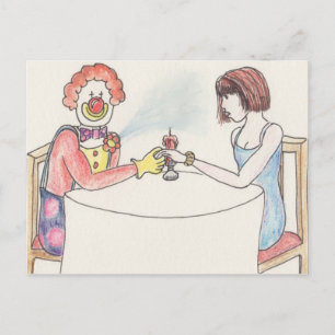 Valentijnsdag Funny Clown Romance Cartoon Art Briefkaart