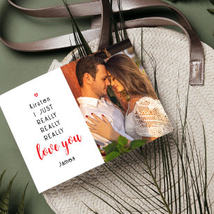 Valentijnsdag Funny Love You Photo Name Notitiekaartje