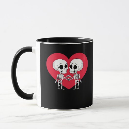 Valentijnsdag Funny Skeleton Hand Heart Mok (Links)