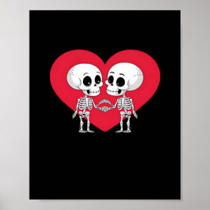 Valentijnsdag Funny Skeleton Hand Heart Poster