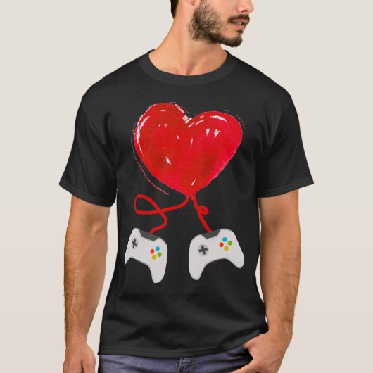 Valentijnsdag Game Controller Heart Funny Gift T-shirt (Voorkant)