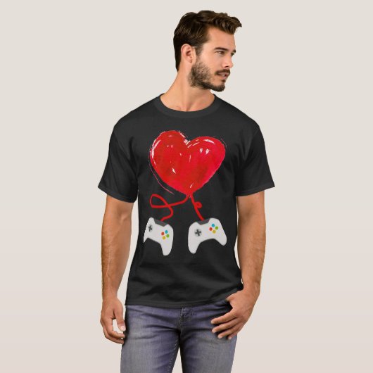 Valentijnsdag Game Controller Heart Funny Gift T-shirt (Voorkant volledig)
