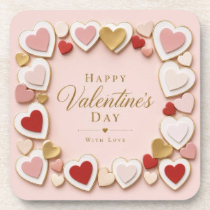 Valentijnsdag Gelaagde Hart Frame Rand Bier Onderzetter