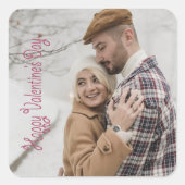 Valentijnsdag gepersonaliseerde foto vierkante sticker (Voorkant)