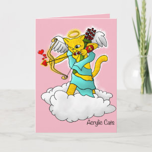 Valentijnsdag Ginger Yellow Cupid Cat Feestdagen Kaart
