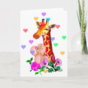 Valentijnsdag Giraffe Feestdagen Kaart