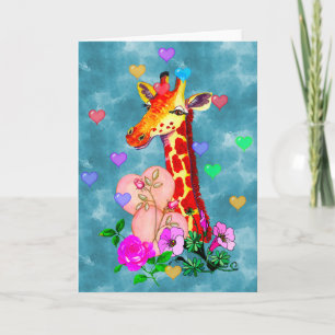Valentijnsdag Giraffe Feestdagen Kaart