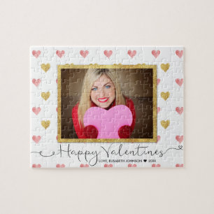 Valentijnsdag Glitter Heart Script Photo - Puzzle Legpuzzel