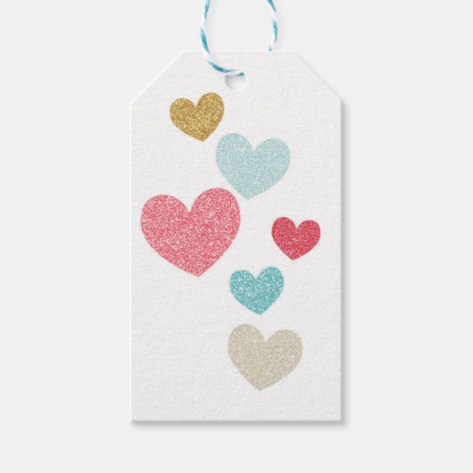 Valentijnsdag Glitter Hearts Gift Label Cadeaulabel (Voorkant)