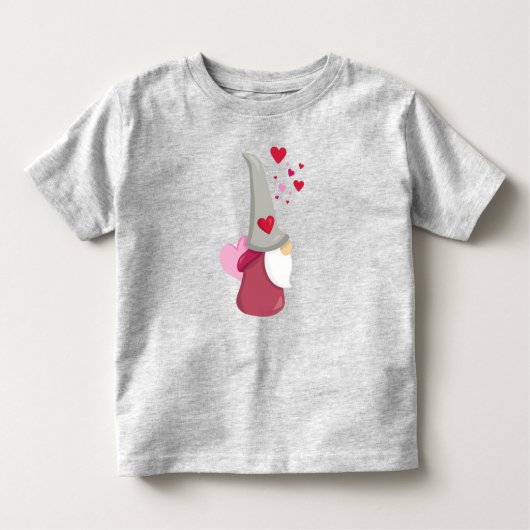 Valentijnsdag Gnome, Cute Gnome, Beard, Hearts Kinder Shirts (Voorkant)