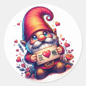 Valentijnsdag Gnome Ronde Sticker (Voorkant)