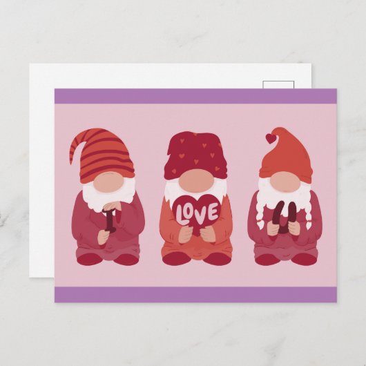 Valentijnsdag gnomen schattige schepsels briefkaart (Voorkant / Achterkant)