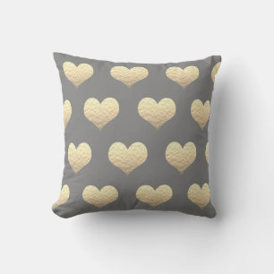 Valentijnsdag Gold Heart Pattern Golden Gray Buitenkussen