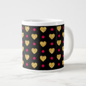 Valentijnsdag Gold Hearts Pattern-23655 Extra Grote Beker (Voorkant rechts)