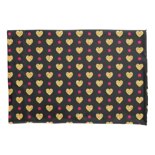 Valentijnsdag Gold Hearts Pattern-23655 Kussensloop (Voorkant)
