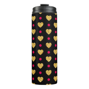 Valentijnsdag Gold Hearts Pattern-23655 Thermosbeker