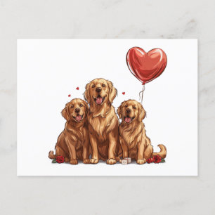 Valentijnsdag Golden Retriever Dog Feestdagenkaart