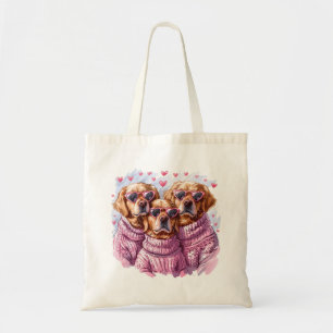 Valentijnsdag Golden Retriever Dogs Tote Bag