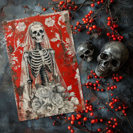 Valentijnsdag Gothic Bride Skeleton Decoupage Tissuepapier