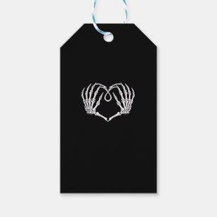 Valentijnsdag gotisch hart met skelet handen va cadeaulabel