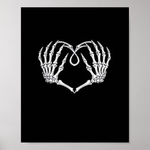 Valentijnsdag gotisch hart met skelet handen va poster