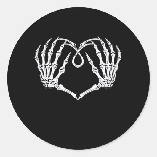 Valentijnsdag gotisch hart met skelet handen va ronde sticker (Voorkant)