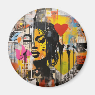 Valentijnsdag Graffiti Grunge Kunstprint Magneet