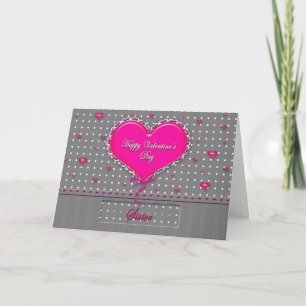 Valentijnsdag - Grijze Zuster -/Roze/Stip Feestdagen Kaart