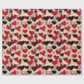 Valentijnsdag Grunge Hearts  Cadeaupapier (Vlak)