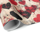 Valentijnsdag Grunge Hearts  Cadeaupapier (Rol Hoek)