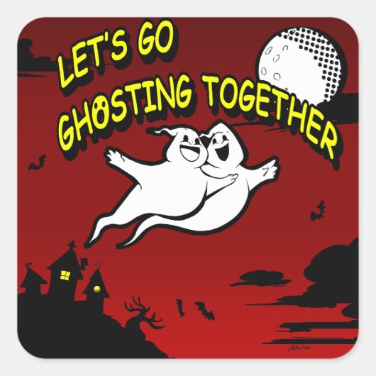Valentijnsdag Halloween ghosting samen Vierkante Sticker (Voorkant)