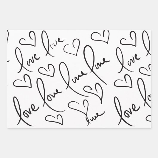 Valentijnsdag Hand Drawn Script Love Lettering Inpakpapier Vel (Voorkant)