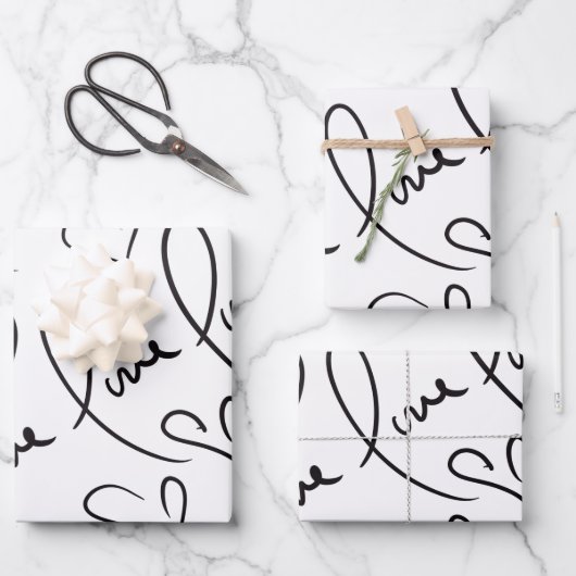 Valentijnsdag Hand Drawn Script Love Lettering Inpakpapier Vel (Voorkant)