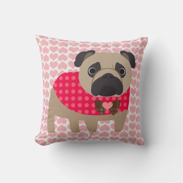 Valentijnsdag Handsome Pug Pillow Kussen (Voorkant)