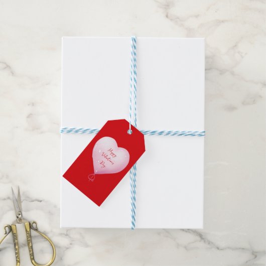 Valentijnsdag Happy Heart Custom Bright Red Cadeaulabel (Met Touw)