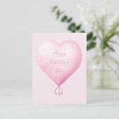 Valentijnsdag Happy Heart Custom Pink Script Feestdagenkaart (Staand voorkant)