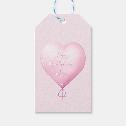 Valentijnsdag Happy Heart Pink-script Cadeaulabel (Voorkant)