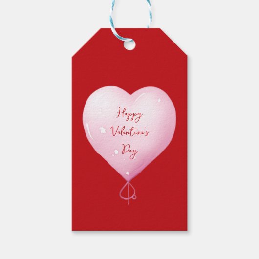 Valentijnsdag Happy Heart Pink-script Cadeaulabel (Voorkant)