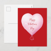 Valentijnsdag Happy Heart Pink-script Feestdagenkaart (Voorkant / Achterkant)