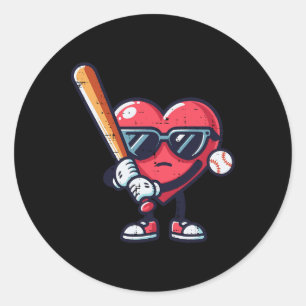 Valentijnsdag Hart Baseball Boys Peuter Kinder Yo Ronde Sticker