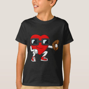 Valentijnsdag Hart Baseball Catcher Fun Boys Gir T-shirt