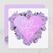 Valentijnsdag Hart Bloemen Paarse Roze Elegant Feestdagenkaart (Voorkant / Achterkant)