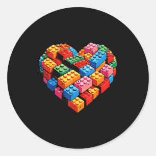 Valentijnsdag Hart Bouwblokken Bakstenen Jongens K Ronde Sticker
