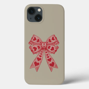 Valentijnsdag Hart Coquette strik Retro Valentijn iPhone 13 Hoesje