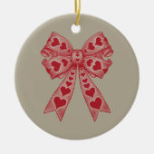 Valentijnsdag Hart Coquette strik Retro Valentijn Keramisch Ornament (Voorkant)