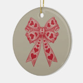 Valentijnsdag Hart Coquette strik Retro Valentijn Keramisch Ornament (Links)