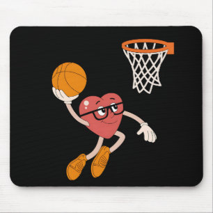 Valentijnsdag Hart Dunkerende Schattige Basketbal Muismat