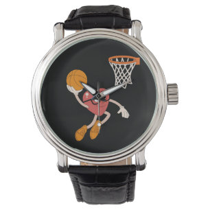 Valentijnsdag Hart Dunking Schattige Basketbal Horloge